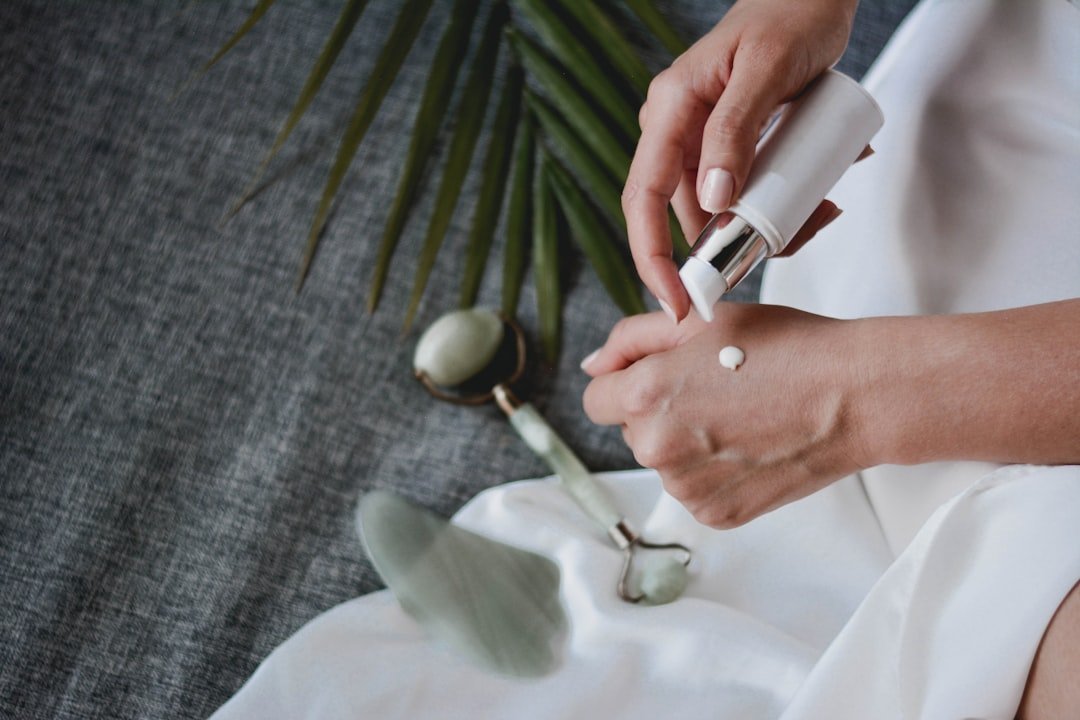 Body lotion texture being applied to skin