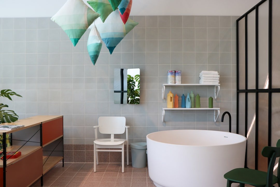 Small organized set of shower products on a shelf
